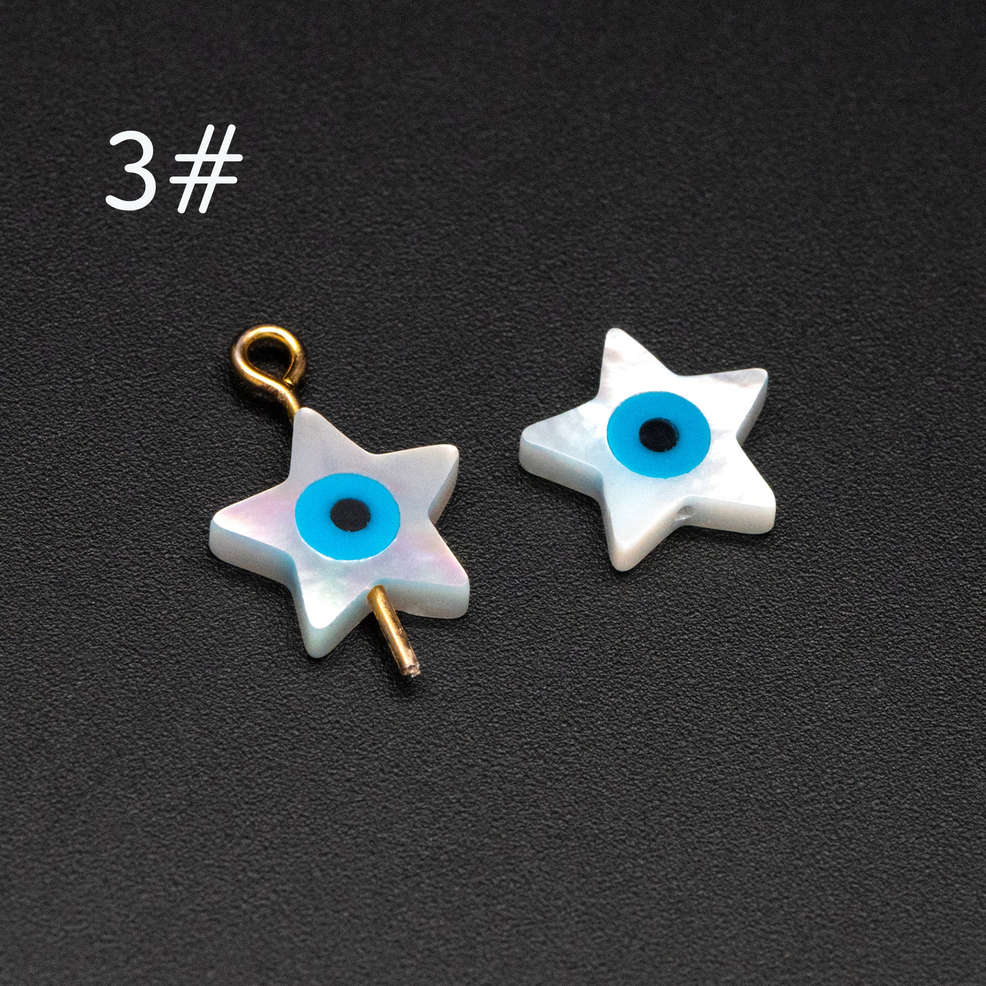 10pcs Mother of Pearl Eye Beads, White MOP Shell Evil Eyes Beads (BK-018)